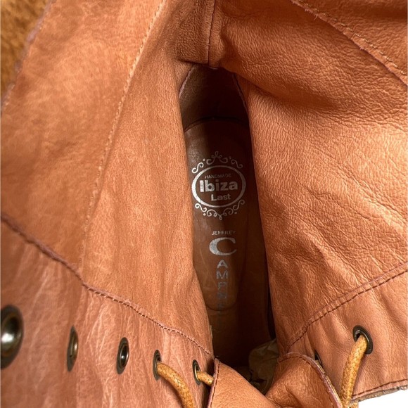 Jeffrey Campbell Women's Sz 9.5 Suede Peep Toe Perforated Lace Up Wedge Bootie - Picture 8 of 11